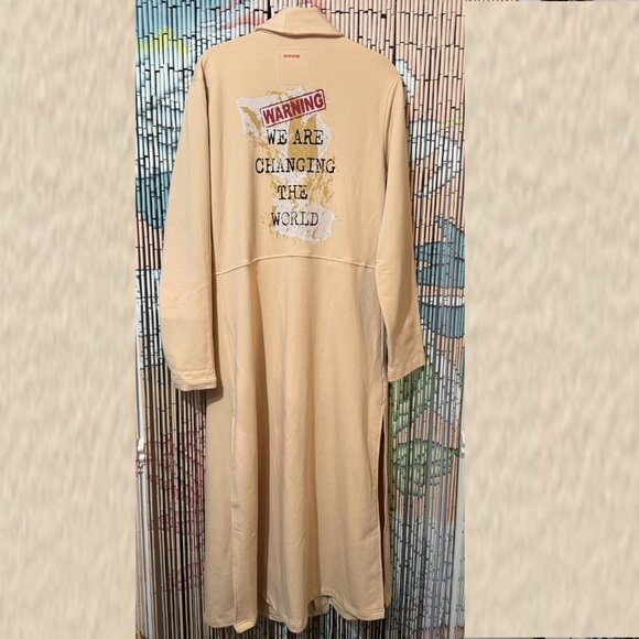 PEACE LOVE WORLD Shannon Shawl Collar Cotton Maxi Duster Coat, Almond Buff, L - Picture 2 of 16